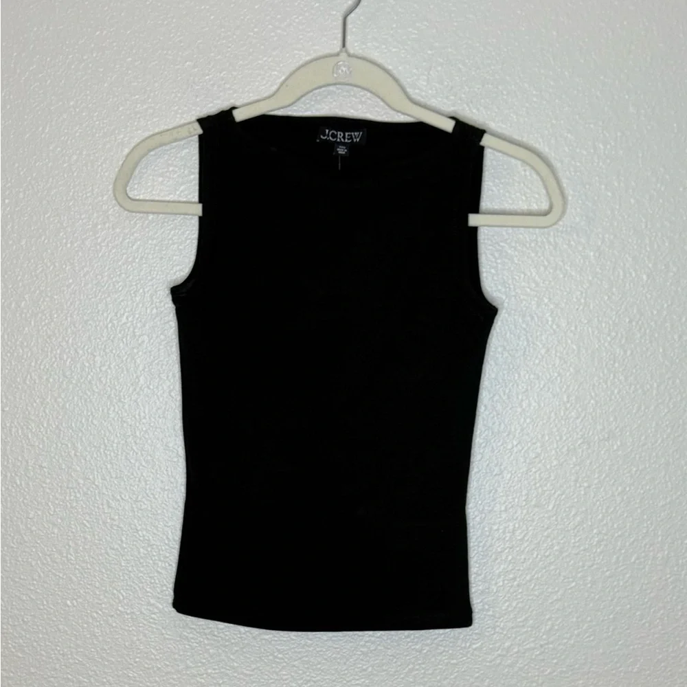 J. Crew Cotton Span Shell Tank Top Blouse NWT XXS Black - Picture 2 of 10